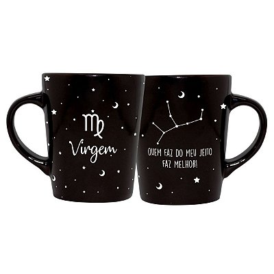 Caneca de Cerâmica Signos Preta 270ml Virgem