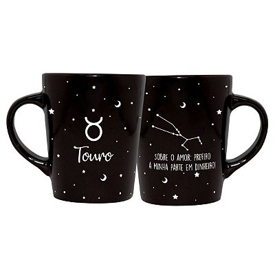 Caneca de Cerâmica Signos Preta 270ml Touro