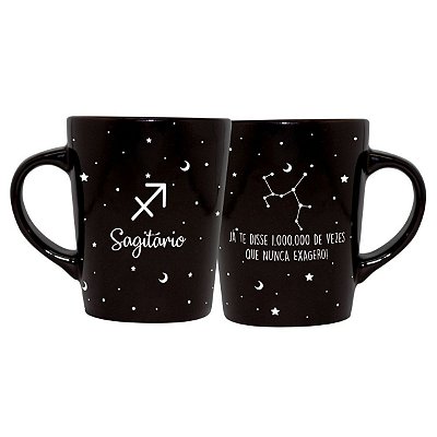 Caneca de Cerâmica Signos Preta 270ml Sagitário
