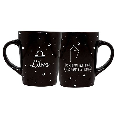 Caneca de Cerâmica Signos Preta 270ml Libra