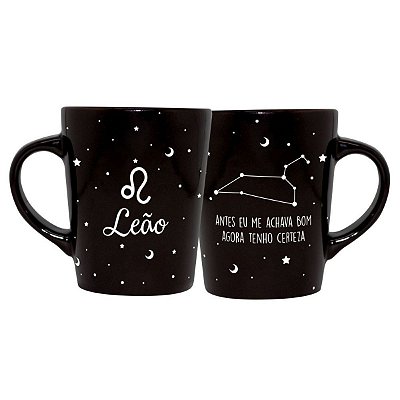 Caneca de Cerâmica Signos Preta 270ml Leão