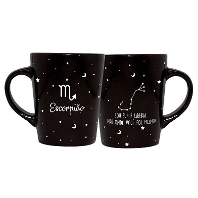 Caneca de Cerâmica Signos Preta 270ml Escorpião