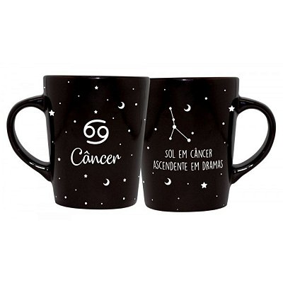 Caneca de Cerâmica Signos Preta 270ml Câncer