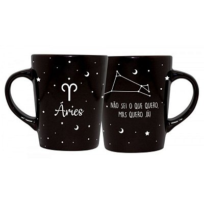 Caneca de Cerâmica Signos Preta 270ml Áries