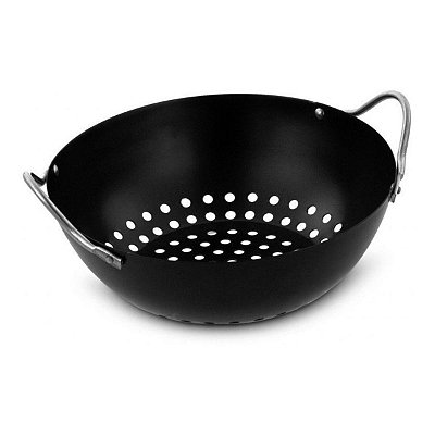 Grelha Perfurada Para Churrasqueira Antiaderente Redonda Wok