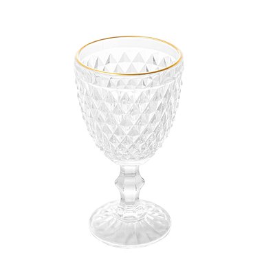 Taça de Vidro Bico de Abacaxi 325ml - Transparente Fio de Ouro