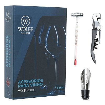 Kit de Acessórios de Vinho com Livro Fake Caixa Decorativo