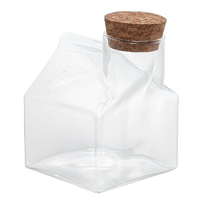 Garrafa De Leite Leiteira Em Vidro Com Tampa Cortiça Casinha 350ml