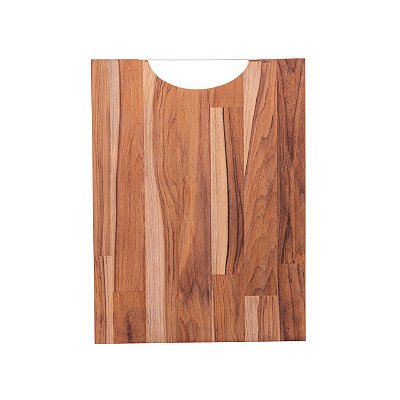 Tábua De Madeira Teca Com Alça Em Aço Inox 40x30cm