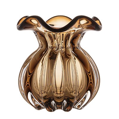 Vaso Decorativo Em Vidro Italy Murano 10x11cm Marrom