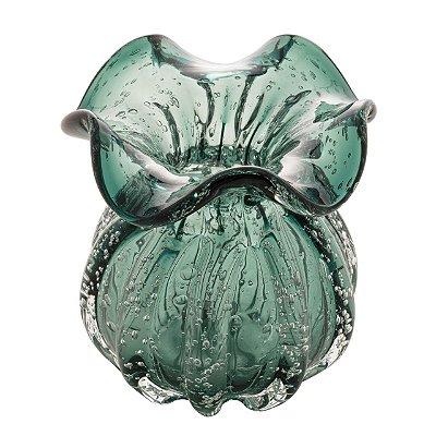 Vaso Decorativo Em Vidro Italy Murano 10x11cm Verde Esmeralda