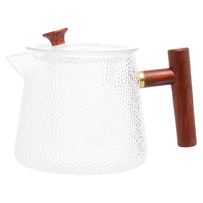 Chaleira De Vidro Martelado Cabo Em Madeira E Filtro 750ml