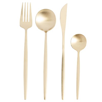 Faqueiro com 16 Peças Aço Inox Opera Champanhe Dourado Escovado