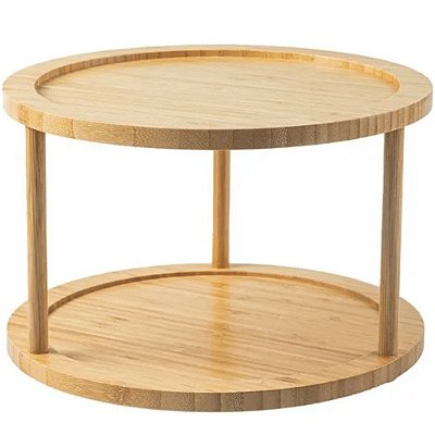 Organizador Giratório 2 Andares de Bambu Natural