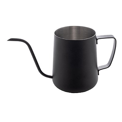 Bule Bico De Pato Em Aço Inox 600ml Preto Fosco