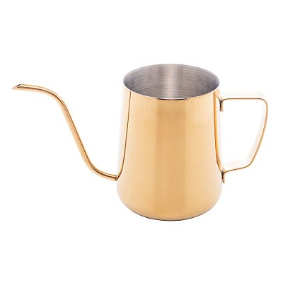 Bule Bico De Pato Em Aço Inox 600ml Dourado