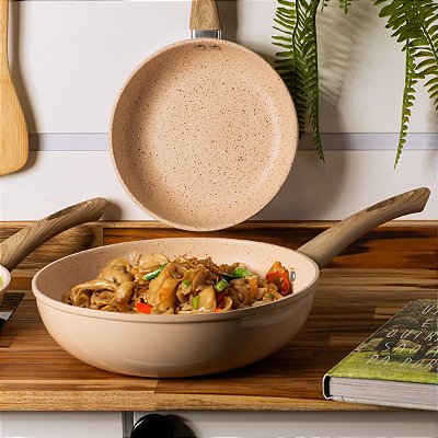 Frigideira Wok Indução Alumínio E Revestimento Cerâmico 28cm