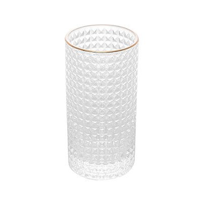 Copo Alto De Vidro Spike Com Borda Dourada Spike 400ml