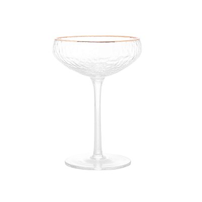 Taça Coupe de Cristal Martelado Petra com Fio de Ouro
