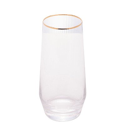 Copo Alto De Vidro Borda Dourada Lines 400ml Wolff