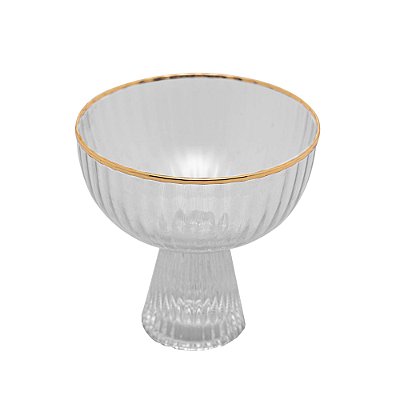 Taça de Sobremesa de Cristal com Borda Dourada Lines 200ml