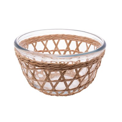 Bowl de Vidro Borossilicato e Fibra Natural Sisal 24cm