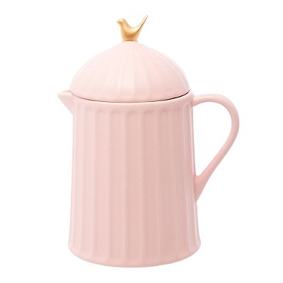 Bule De Cerâmica Com Tampa Colibri 600ml Rosa