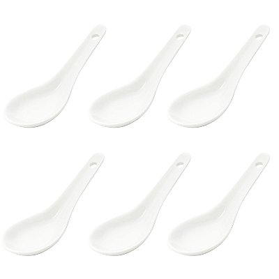 Jogo De 6 Colheres Finger Food Porcelana Branca 12cm