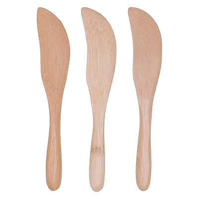 Jogo de 3 Espátulas de Bambu Natural 15cm