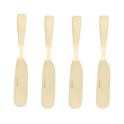 Conjunto 4 Espátulas de Aço Inox Dourado 13,5cm