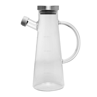 Galheteiro De Vidro Slim 500ml Com Tampa Metal Alça Medidas