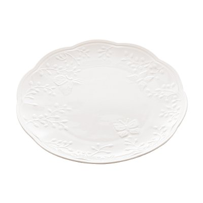 Prato de Sobremesa de Porcelana Butterfly Flower Branco 19cm