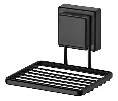 Saboneteira Porta Sabão De Parede Para Banheiro Preto Fosco