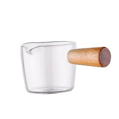Jarra Mini Molheira Vidro Cabo Bambu Caldas Café Turki 100ml