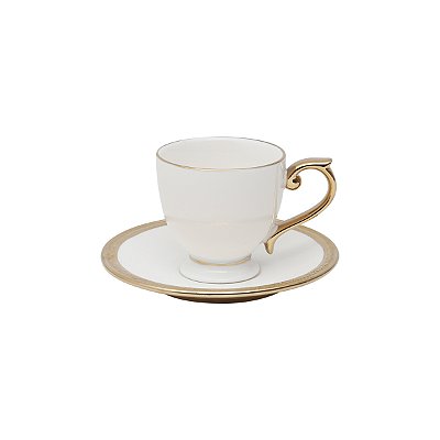 Xícara De Café Com Pires Borda Dourada Porcelana Paddy 90ml