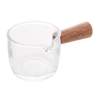 Molheira Mini De Vidro Grosso Cabo Bambu 100ml Gourmet 7cm