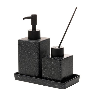 Kit Bancada Banheiro 3 Peças Cerâmica Granilite Quadratto