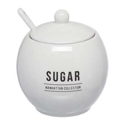 Açucareiro Sugar Porcelana Manhattan 350ml Com Colher Servir