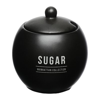 Açucareiro Porcelana Manhattan Com Colher 350ml Sugar Servir
