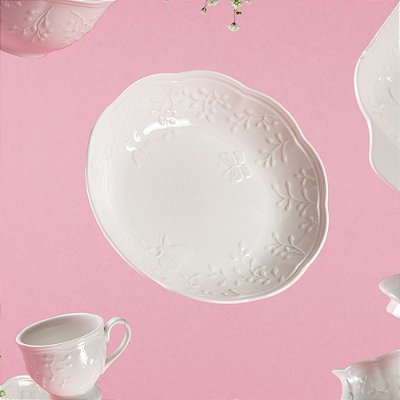 Prato Fundo De Porcelana New Bonw Butterfly 21,5x4,5cm Mesa