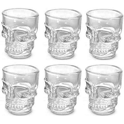 Jogo De 6 Copos Caveira Rock Style 265ml Vidro Whisky Skull