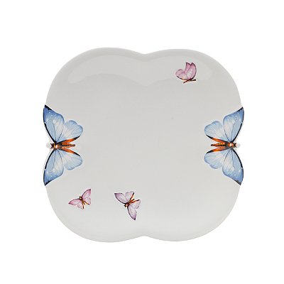Prato Raso de Porcelana Borboletas 24cm Azul