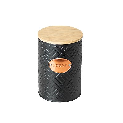Porta Açúcar Pote Tampa Bambu Mosaic Metal Relevo Canister