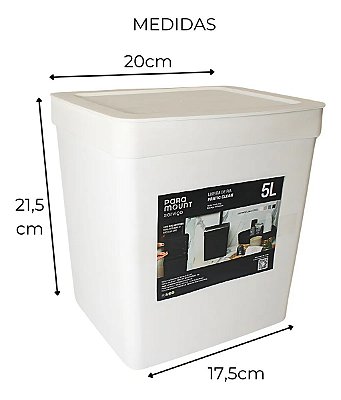 Lixeira 5L De Pia Bancada 20x 17,5x 21,5cm Com Tampa