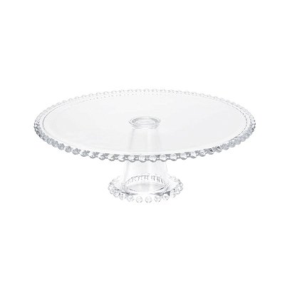 Prato para Bolo Boleira com Pé de Cristal Pearl 31cm