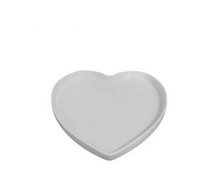 Prato Decorativo Coração Branco Basic - Pequeno