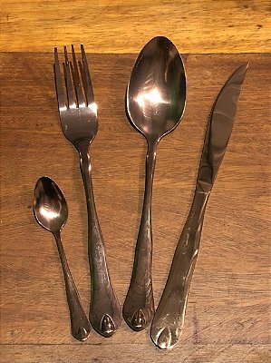Kit Talheres em Inox Lux Rose Gold - 4 peças