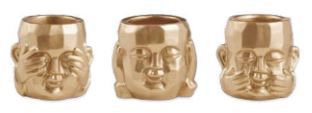 Trio de Cachepot Buda Dourado