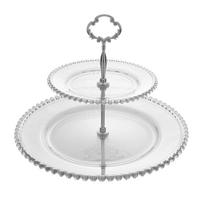 Prato Duplo Para Doce de Cristal Pearl - Wolff