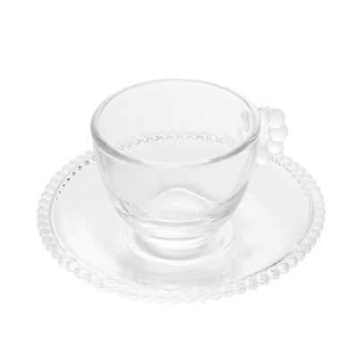 Xícara de Café Com Pires de Cristal Pearl 80ml - Wolff
